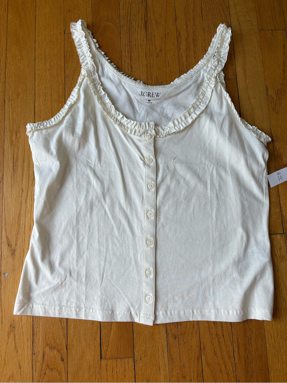 J. Crew Cream Ruffle-Trim Button Front Camisole